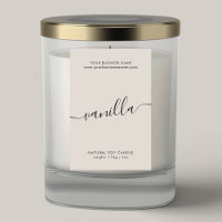 Modern ivory script candle product label