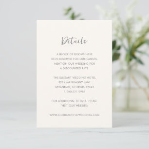 Modern Ivory Simple Wedding Enclosure Card