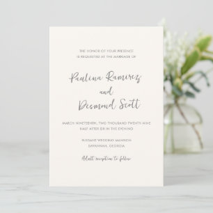 Modern Ivory Simple Wedding Invitation