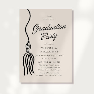 Modern Ivory Tassel Graduation Party Invitation