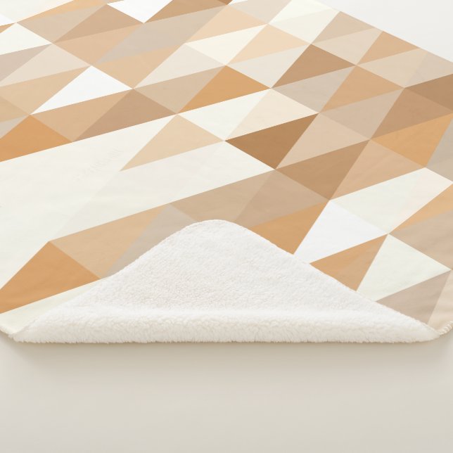 Modern Ivory Taupe Grey Tan Brown Triangle Pattern Sherpa Blanket (3/4)