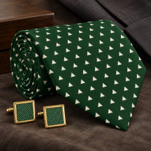 Modern Ivory Triangles on Emerald Green Pattern