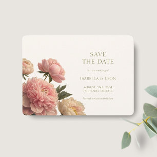 Modern Ivory Vintage Rose Save the Date Invitation