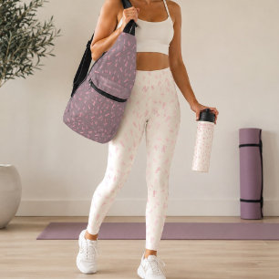 Modern Ivory Watercolor Pink Letter Pattern Leggings