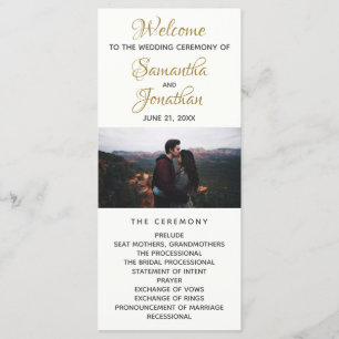 Modern Ivory Wedding Program Custom Photo Programme