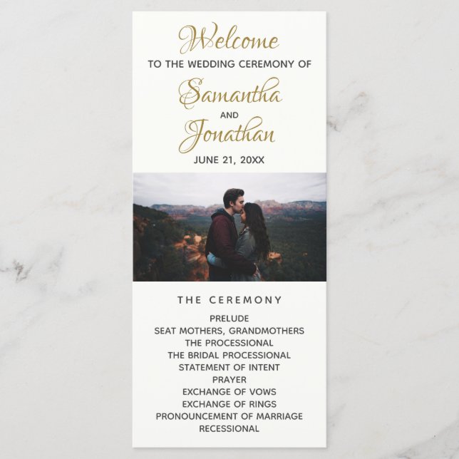 Modern Ivory Wedding Program Custom Photo Programme (Front)