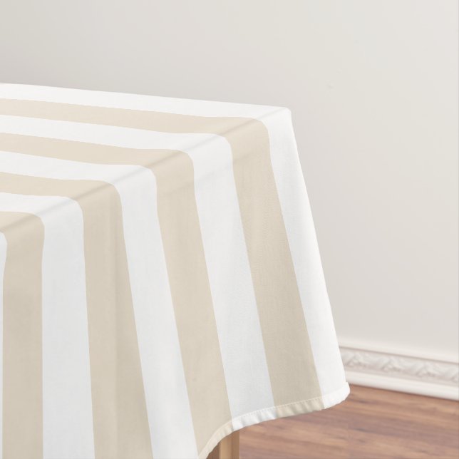 Modern Ivory Wide Stripe Tablecloth (In Situ)
