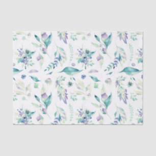 Modern jade green lavender watercolor floral tissue paper