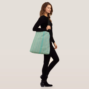 Modern Jade Green Striped All-Over-Print Crossbody Bag