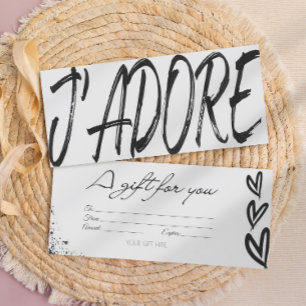 Modern j'adore black & white gift card voucher