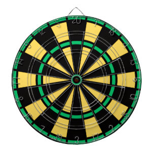 Modern Jamaica Colours Black Green and Gold  Dartboard