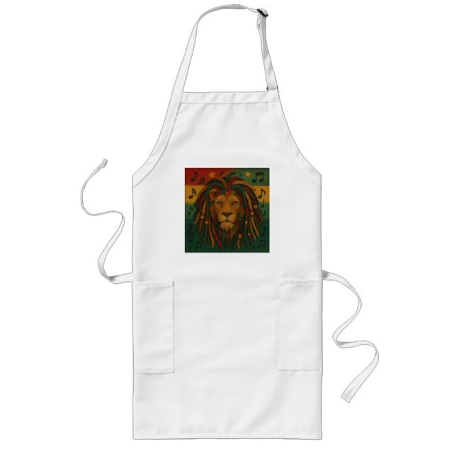 Modern Jamaica Rasta Lion  Long Apron (Front)