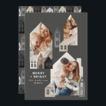 Modern Japan Christmas Nordic houses 3 photo chic  Holiday Card<br><div class="desc">Modern Japan Christmas Nordic houses stylish simple 3 photo holiday card design</div>