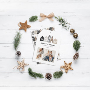 Modern Japan Christmas Nordic houses 3 photo chic Holiday Card