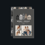 Modern Japan Christmas Nordic houses 3 photo chic  Holiday Card<br><div class="desc">Modern Japan Christmas Nordic houses stylish simple 3 photo holiday card design</div>