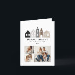 Modern Japan Christmas Nordic houses 3 photo chic  Holiday Card<br><div class="desc">Modern Japan Christmas Nordic houses stylish simple 3 photo holiday card design</div>