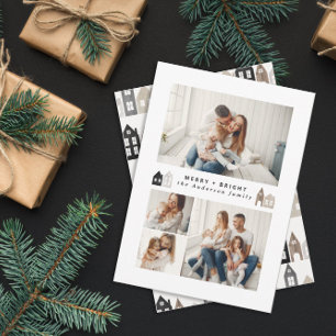 Modern Japan Christmas Nordic houses 4 photo chic Holiday Card