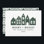 Modern Japan Christmas Nordic houses green Holiday Card<br><div class="desc">Modern Japan Christmas Nordic houses stylish simple green holiday card design</div>