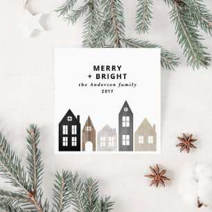 Modern Japan Christmas Nordic houses stylish Holiday Card