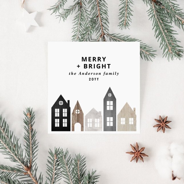 Modern Japan Christmas Nordic houses stylish Holiday Card (Creator Uploaded)