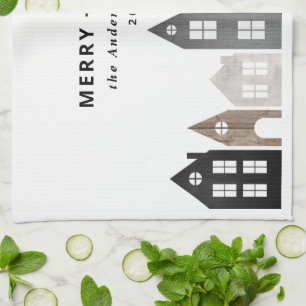 Modern Japan Christmas Nordic houses stylish home Tea Towel