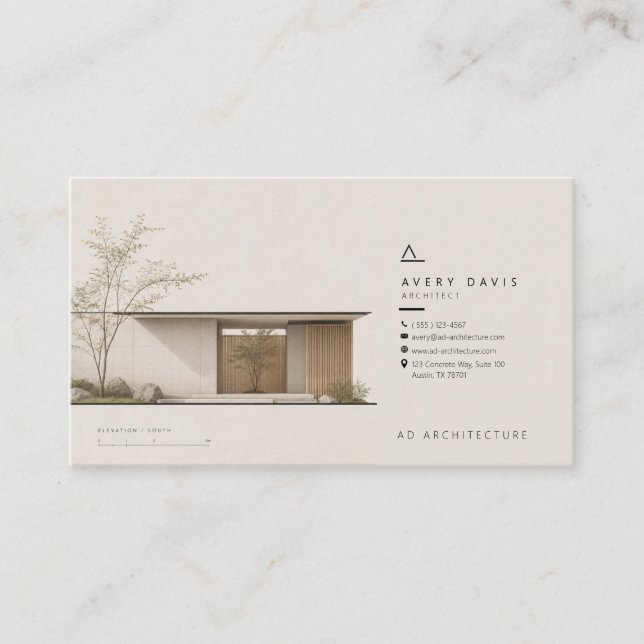 Modern Japandi Architect Business Card (Front)