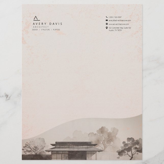 Modern Japandi Architect  Custom Letterhead (Front)