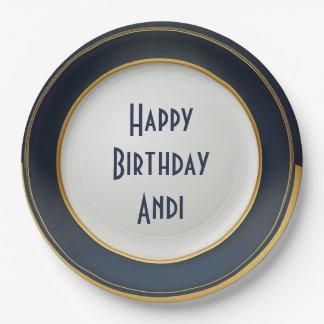 Modern Japanese Blue and Gold Ceramic Design Paper Plate