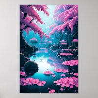 Modern Japanese Garden Cherry Blossoms Art