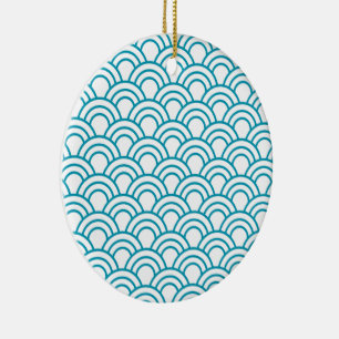 Modern Japanese Geometric Pattern  Ceramic Tree Decoration