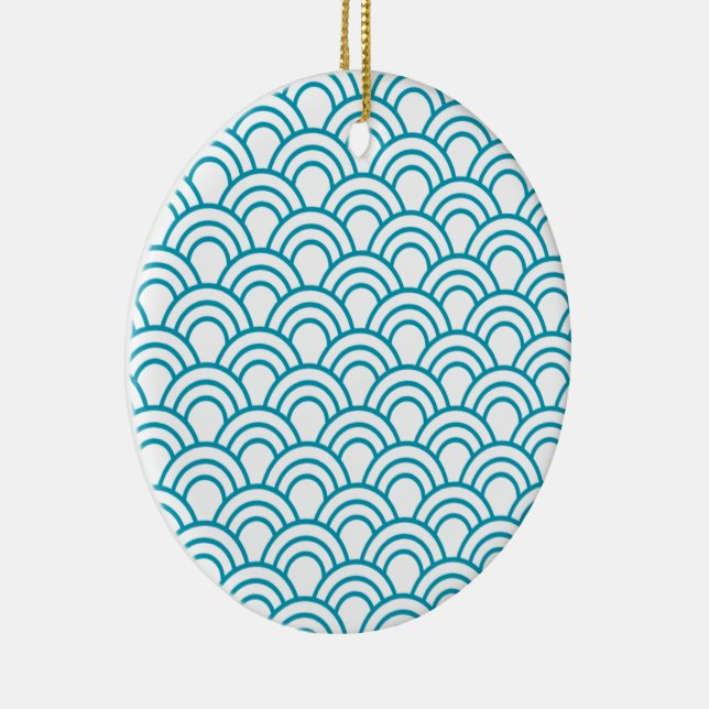 Modern Japanese Geometric Pattern  Ceramic Tree Decoration (Right)