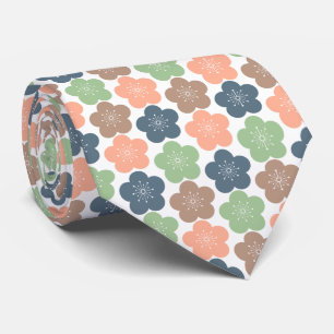 Modern Japanese PlumBlossom Earthy Zen Tie