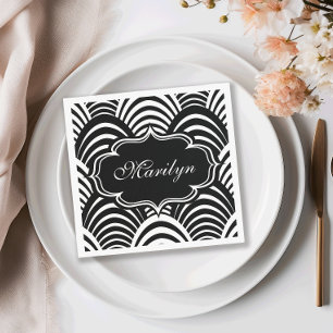 Modern Jazz Age Elegant Black and White 1920s Napkin