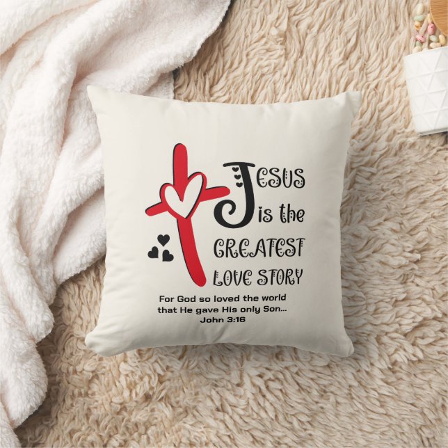 Modern JESUS THE GREATEST LOVE STORY Christian Cushion (Blanket)