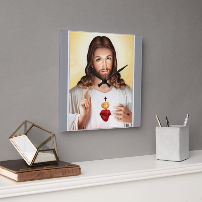 "Modern Jesus Wall Clock with Inspirational Art (Office)