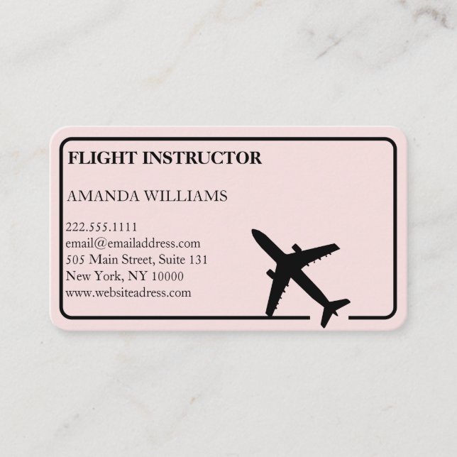 Modern Jet Aeroplane Flight Instructor   Business Card (Front)