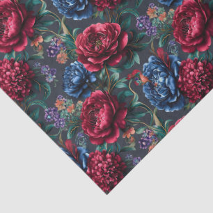 Modern Jewel-tone Floral Pattern Tissue Paper