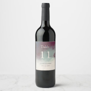 Modern Jewel Tones Boho Wedding Table Number Wine Label
