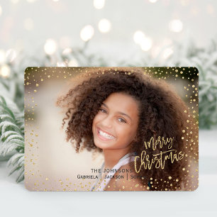 Modern jewel tones Christmas Gold Glitter Holiday Card