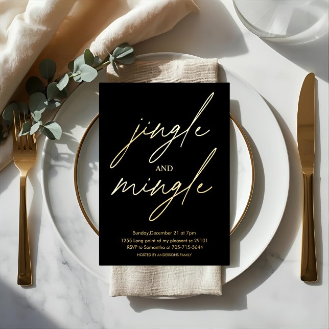 Modern Jingle and Mingle Gold Foil Christmas Party (Creator Uploaded)