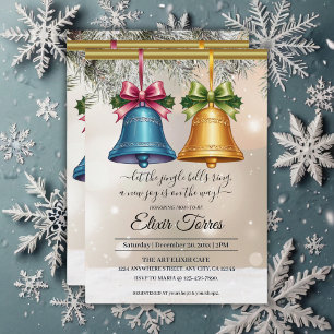 Modern Jingle Bells Christmas Ornament Baby Shower Invitation