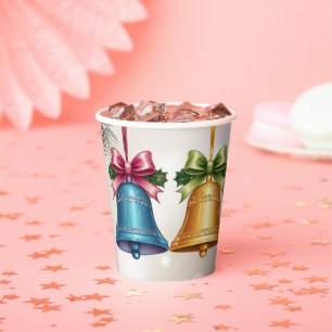 Modern Jingle Bells Christmas Ornament Baby Shower Paper Cups