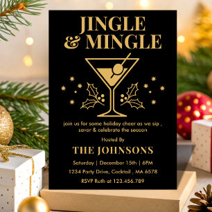 Modern Jingle & Mingle Christmas Cocktail Party Invitation