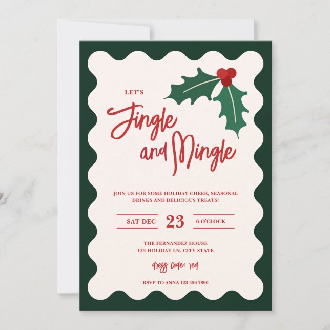Modern Jingle Mingle Christmas Party Invitation (Front)