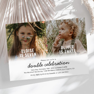 Modern Joint Photo Birthday Invitation