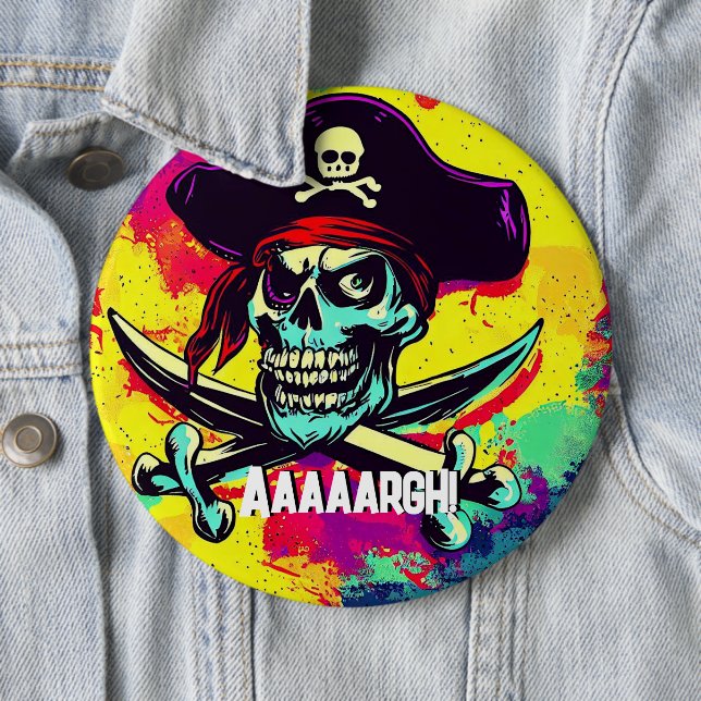 Modern Jolly Roger 6 Cm Round Badge (In Situ)