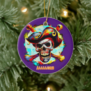 Modern Jolly Roger Ceramic Tree Decoration