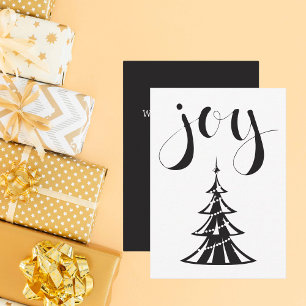 Modern Joy Black and White Christmas Tree  Card