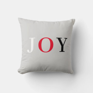 Modern Joy Calligraphy on Silver Cushion