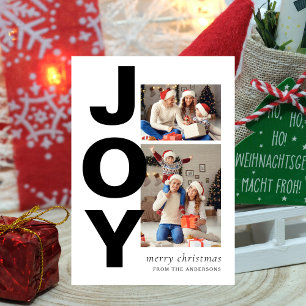 Modern Joy Christmas   Elegant Family 2 Photo Holiday Card